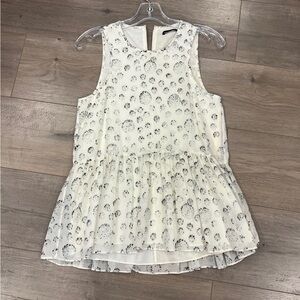 Tibi Cream Top with Black Floral Design